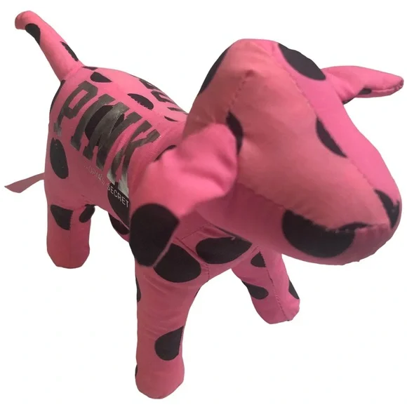 PINK VICTORIA’S SECRET Collectible Dog Stuffed Animal Plush Pink Silver Black - Picture 2 of 16